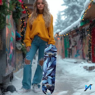 Mitternacht blaues Blumenskateboard mit Abstraktem Skateboard