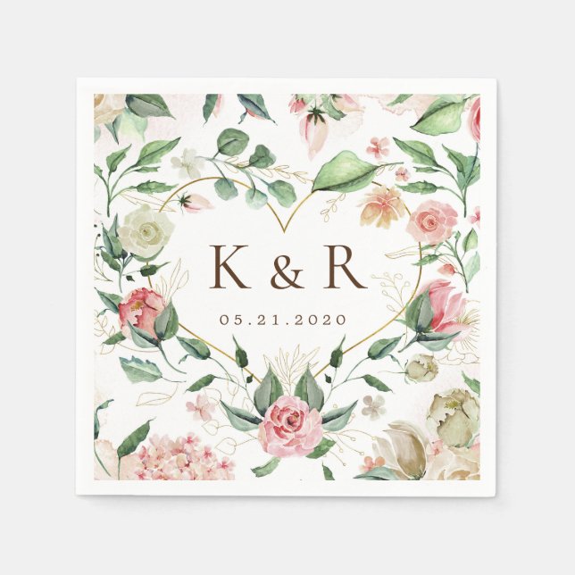 Mitternacht Bloom Elegante Blumenhochzeit Serviette (Vorderseite)