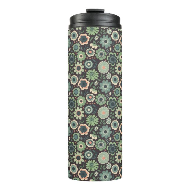 "Mitternacht Bloom Fiesta" Thermosbecher (Vorderseite)