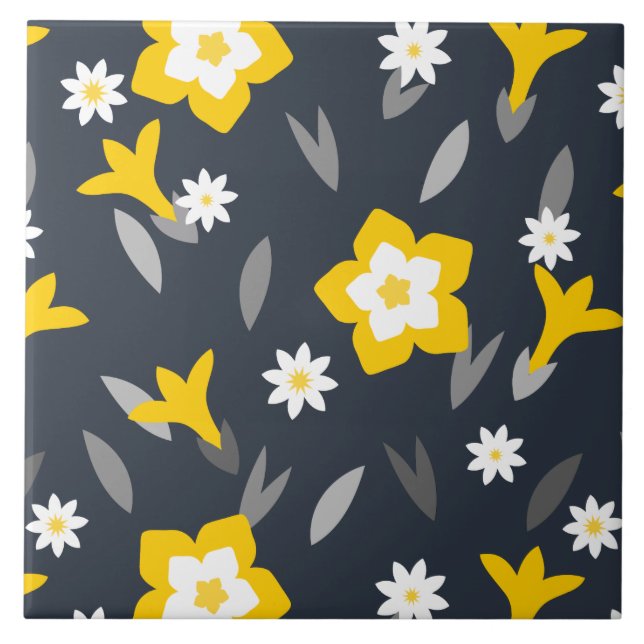 Mitternacht Bloom Fliese (Vorderseite)