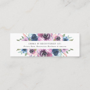 Mitternacht Blooms   Bridal Registry Cards Mini Visitenkarte