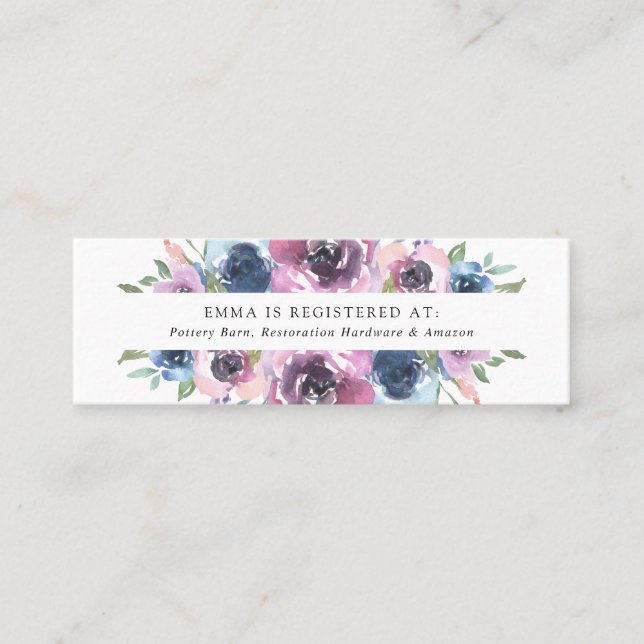 Mitternacht Blooms | Bridal Registry Cards Mini Visitenkarte (Vorderseite)