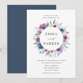 Mitternacht Blooms | Hochzeit mit Lila Blütenblume Einladung