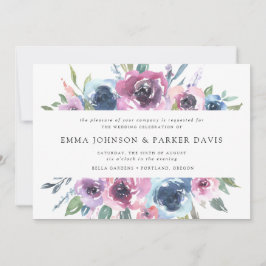 Mitternacht Blooms | Hochzeit mit Lila Blütenblume Einladung