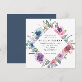 Mitternacht Blooms | Hochzeit mit Lila Blütenblume Einladung