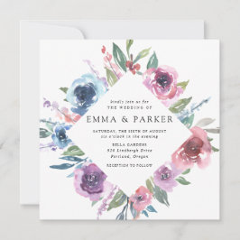 Mitternacht Blooms | Hochzeit mit Lila Blütenblume Einladung