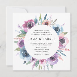 Mitternacht Blooms | Hochzeit mit Lila Blütenblume Einladung