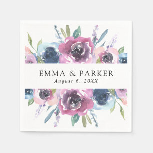 Mitternacht Blooms Personalisierte Hochzeit Serviette