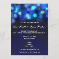 Mitternacht Blue Bokeh Light Sky Wedding Einladung