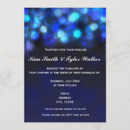 Mitternacht Blue Bokeh Light Sky Wedding Einladung