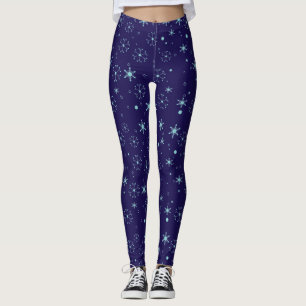 Mitternacht Blue Cosy Winter Snowflakes Leggings