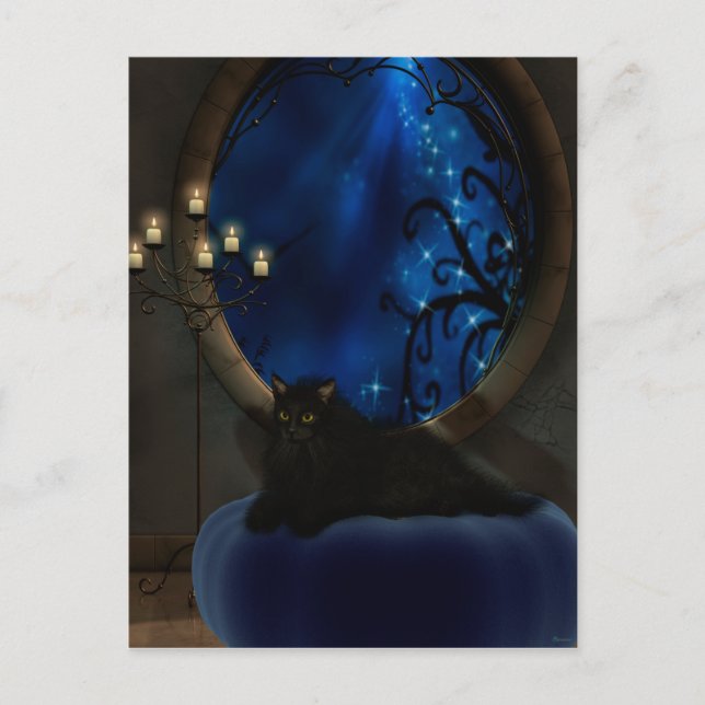 Mitternacht Blue Fantasy Chat Art Postkarte (Vorderseite)