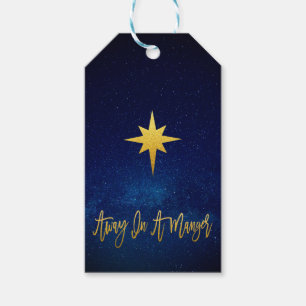 Mitternacht Blue Gold Star in Manger Christmas Geschenkanhänger