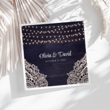 Mitternacht Blue Rustic Elegance Wedding Napkins