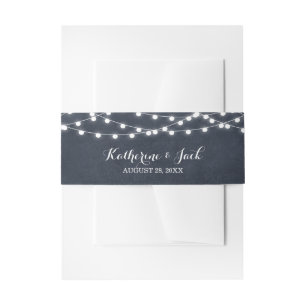 Mitternacht Blue String Lights Hochzeitseinladung Einladungsbanderole