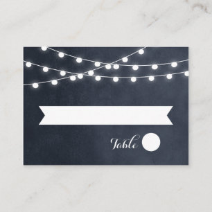 Mitternacht Blue String Lights Hochzeitskarten Platzkarte