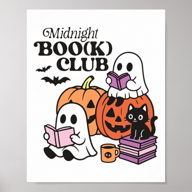 Mitternacht Boo(k) Club Halloween Geister lesen Bu Poster (Vorne)