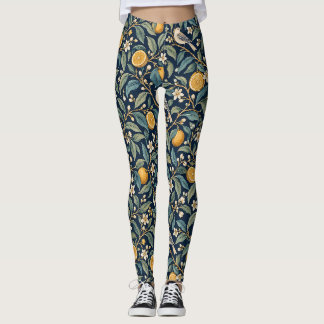 Mitternacht Botanische Citrus All-Over-Print-Leggi Leggings