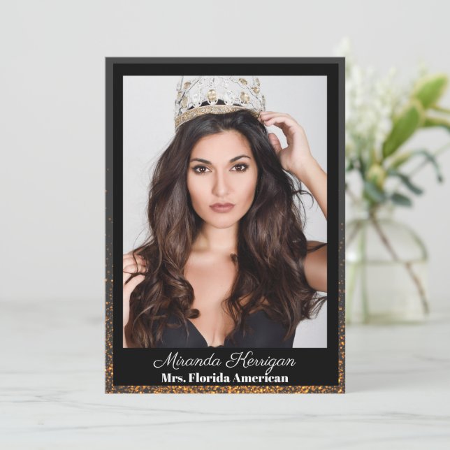 Mitternacht Bronze Pageant Autograph Cards Einladung (Stehend Vorderseite)