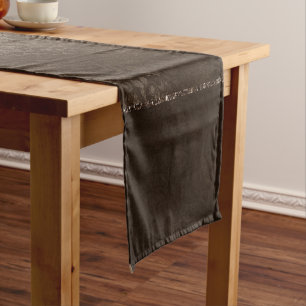 Mitternacht Bronze Romance Satiny Grunge Damask Kurzer Tischläufer