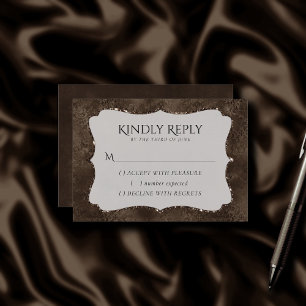 Mitternacht Bronze Romance   Satiny Grunge Damask RSVP Karte
