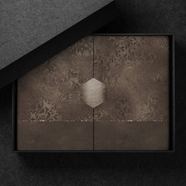 Mitternacht Bronze Romance | Satiny Grunge Damask Seidenpapier (Von Creator hochgeladen)