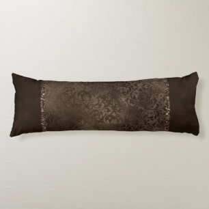 Mitternacht Bronze Romance Satiny Grunge Damask Seitenschläferkissen