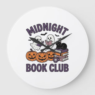 Mitternacht Buchclub Halloween-Lesedesign_1 Große Wanduhr