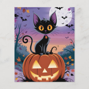 Mitternacht, die schwarze Katze und der Kürbis Flyer