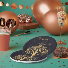 Mitternacht Elegance: Dunkle blaue Hochzeit Pappteller