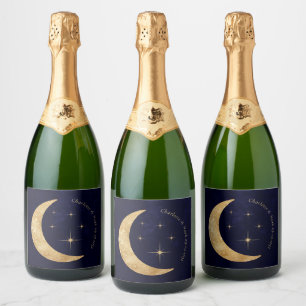 Mitternacht Elegant Celestial Gold Moon Stars Hoch