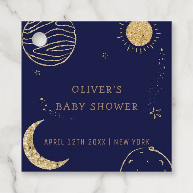 Mitternacht Galaxy Moon Star Babydusche Geschenkanhänger (Vorderseite)