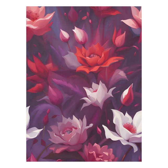 Mitternacht Garten Blumen Serenade Tischdecke (Vorderseite)