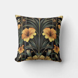 Mitternacht Gold Bloom Art Deco Kissen