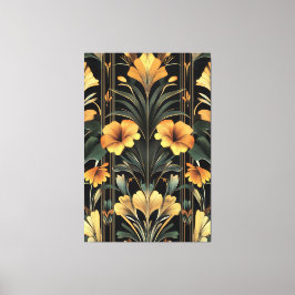 Mitternacht Gold Bloom Art Deco Leinwanddruck