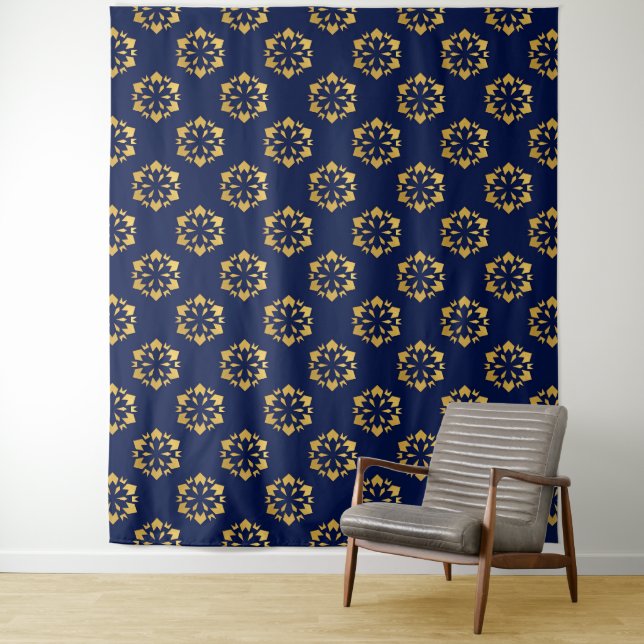 Mitternacht Gold: Luxe Geometric Muster auf Deep B Wandteppich (Beispiel)