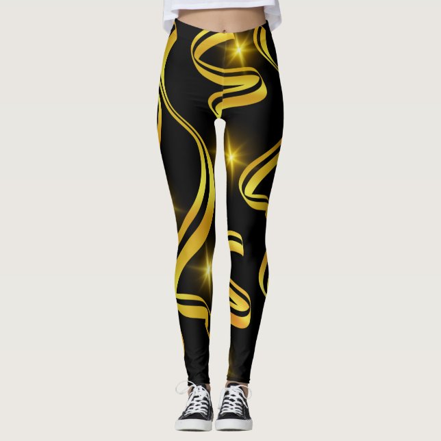 Mitternacht Gold Streak Leggings (Vorderseite)