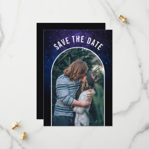 Mitternacht Himmel und leuchtende Sterne Galaxy We Save The Date