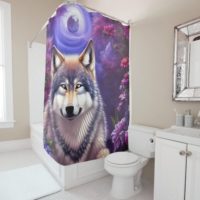 Mitternacht Howl Floral Wolf Duschvorhang (Beispiel)