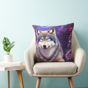 Mitternacht Howl Floral Wolf Kissen