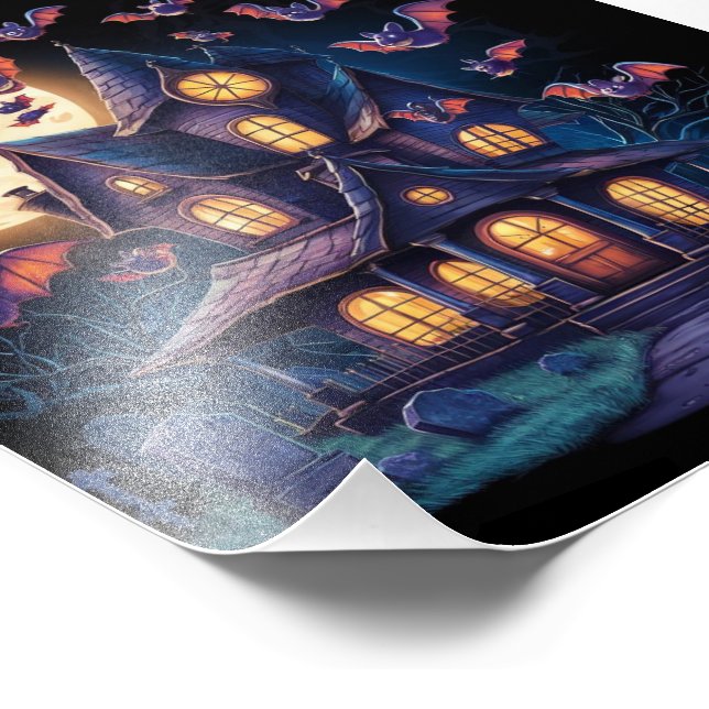 Mitternacht im Spuk Anwesen Fotodruck (Ecke)