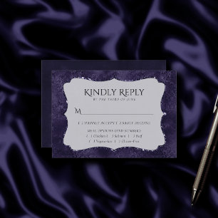 Mitternacht Indigo Romance   Satiny Damask Entree RSVP Karte