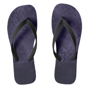 Mitternacht Indigo Romance Satiny Grunge Damask Flip Flops
