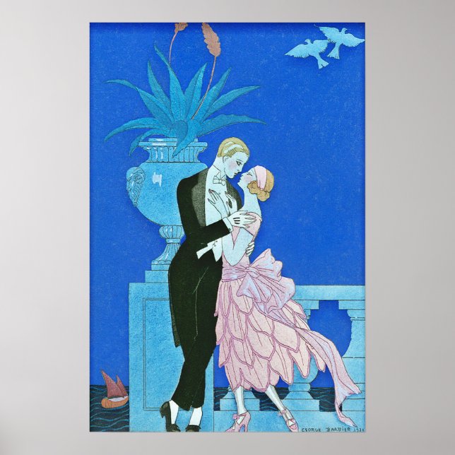 Mitternacht Kiss Art Deco Poster (Vorne)