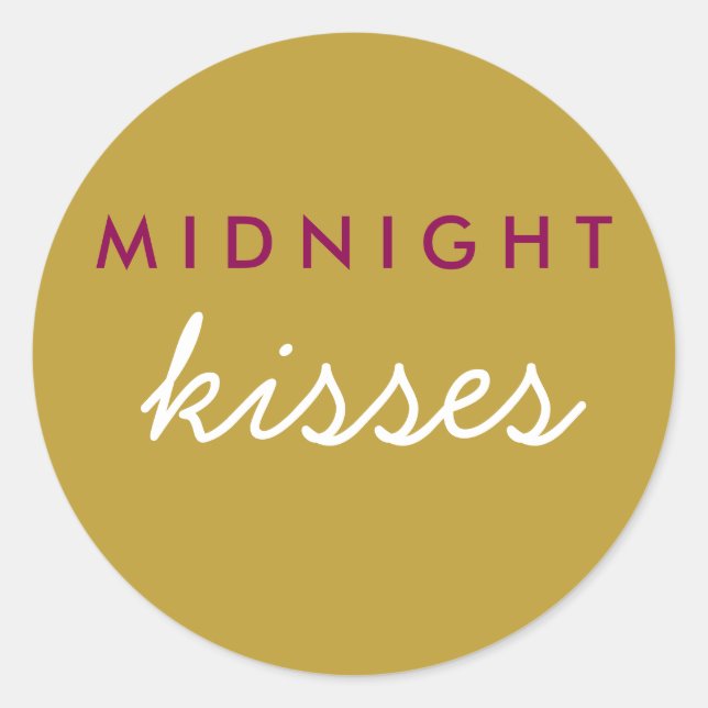 Mitternacht Kisses Wedding Party Magenta Gold Runder Aufkleber (Vorderseite)