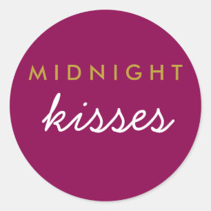 Mitternacht Kisses Wedding Party Magenta Gold Runder Aufkleber