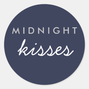 Mitternacht Kisses Wedding Party Sticker Navy Silv