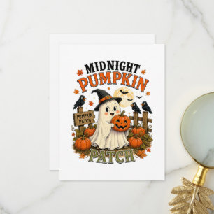 Mitternacht-Kürbisfeld-Geist Halloween Dankeskarte