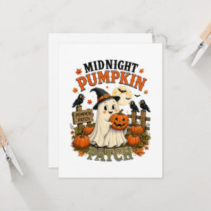 Mitternacht-Kürbisfeld-Geist Halloween Einladung