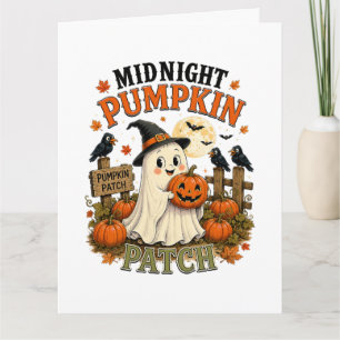 Mitternacht-Kürbisfeld-Geist Halloween Karte